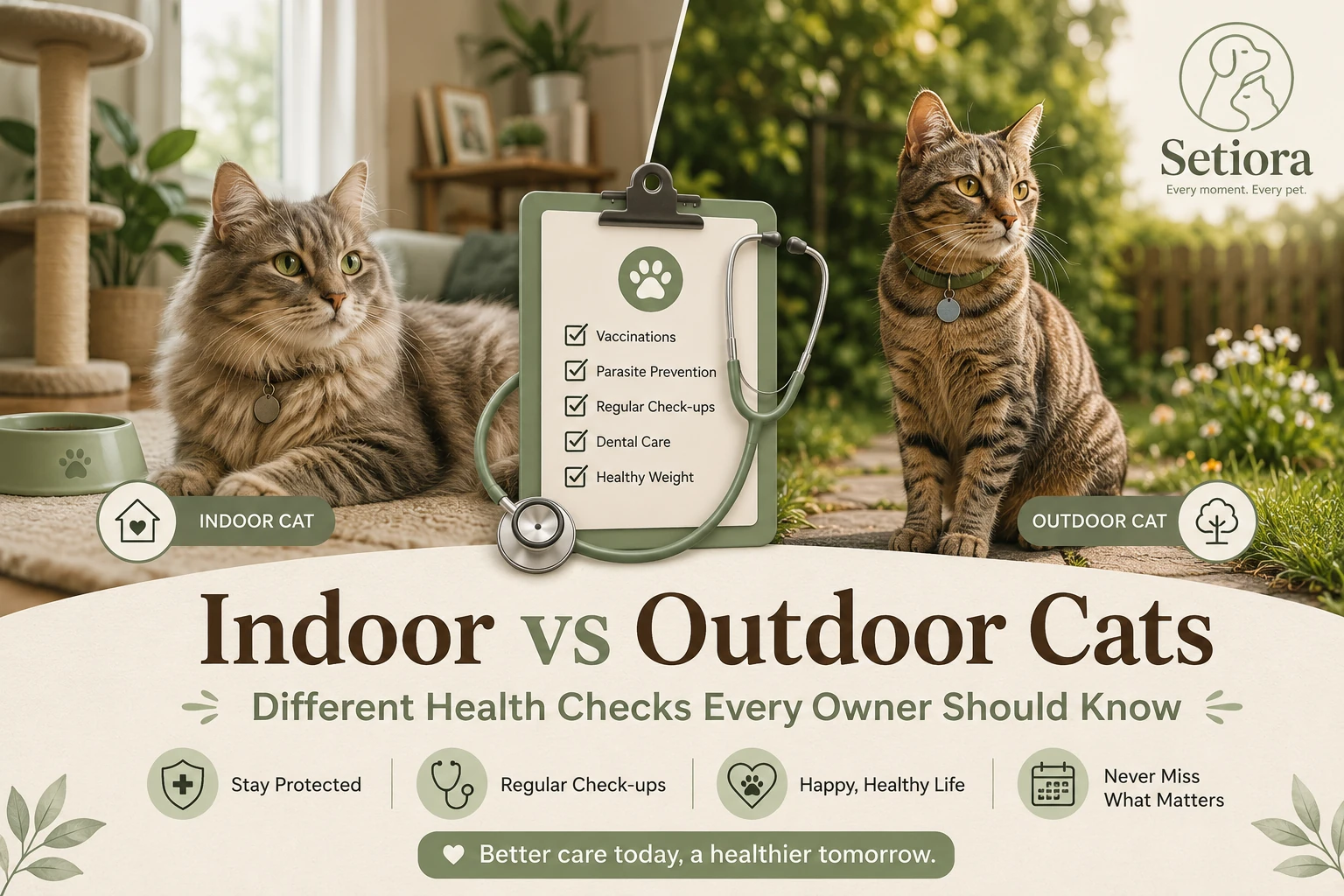 Indoor vs outdoor cats health checks cover